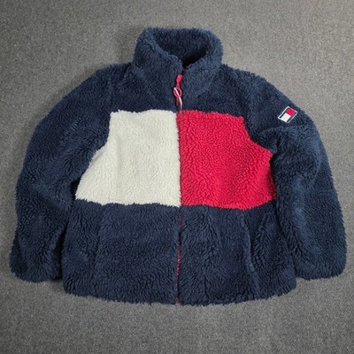 Tommy Hilfiger Colorblock Sherpa Fleece Jacket Full Zip Men's Medium
