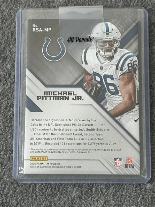 2020 Panini XR MICHAEL PITTMAN JR. RC Rookie RPA Patch/Auto 37/75 - Image 2 of 2