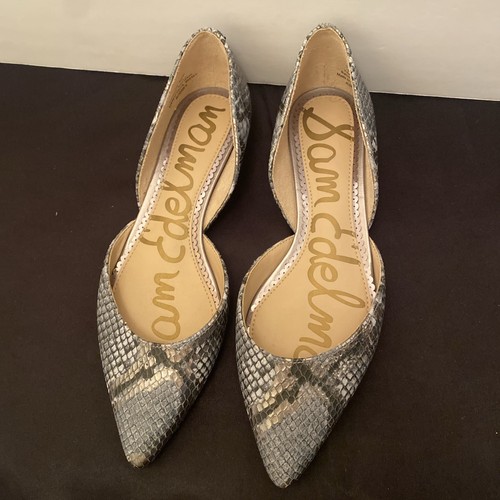 Ballerine a punta Sam Edelman Rodney in pelle di serpente blu argento taglia 6M