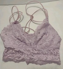 VS PINK Bralette Lavender Eyelet Lace Unlined Size XS