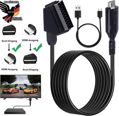SCART auf HDMI Konverter HDMI zu SCART Adapter HD 1080P Video Audio Wandler HDTV