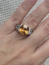 FAS 925 STERLING SILVER CITRINE CRYSTAL RING SIZE 7