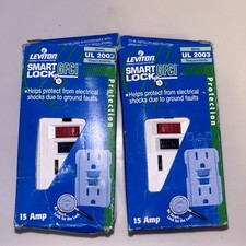  2 Leviton Smart Lock 8599-BW 15Amp, 125V GFCI, White. New Open Box.