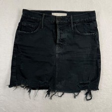 Mother Superior The Vagabond Mini Fray Black Distressed Denim Skirt 24 9241-544
