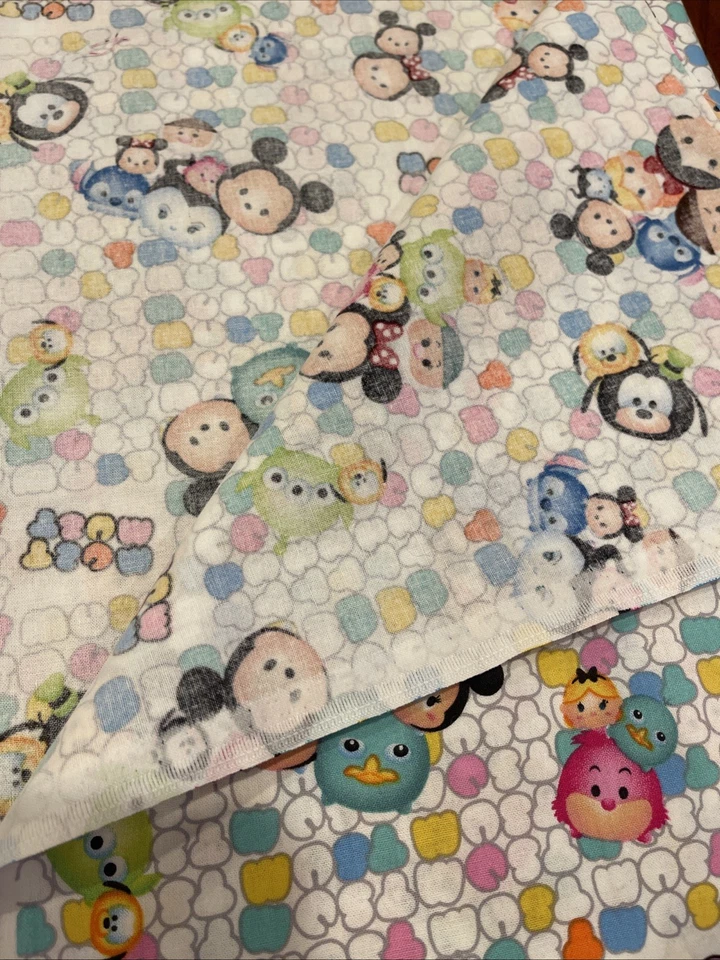 RARE! Tsum Tsum Toss Pattern Logo Mickey Disney Cotton Fabric Springs Creative - Image 4 of 4