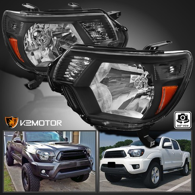 #ad Black Fits 2012 2015 Toyota Tacoma Pickup Headlights Lamp Replacement LeftRight $79.38