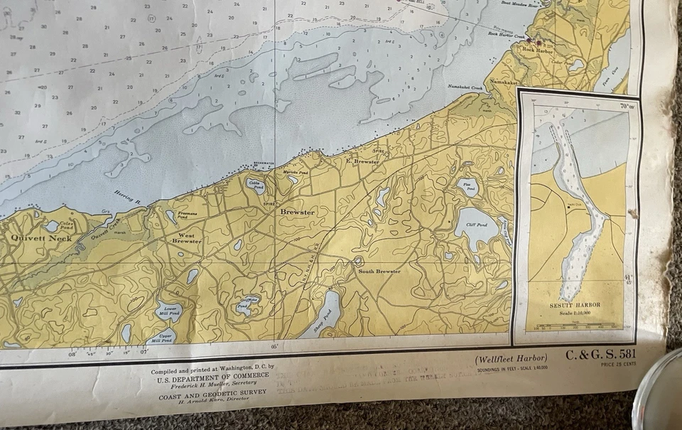 Vintage Wellfleet Harbor, Massachusetts Map Chart 1960s - Image 3 of 3