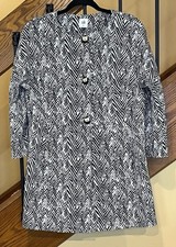 CAbi Blazer Jacket Ponte Knit Chevron charcoal white 3034/SZ. LG