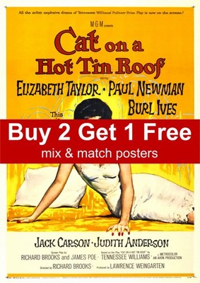Cat On A Hot Tin Roof 1958 Movie Poster A5 A4 A3 A2 A1