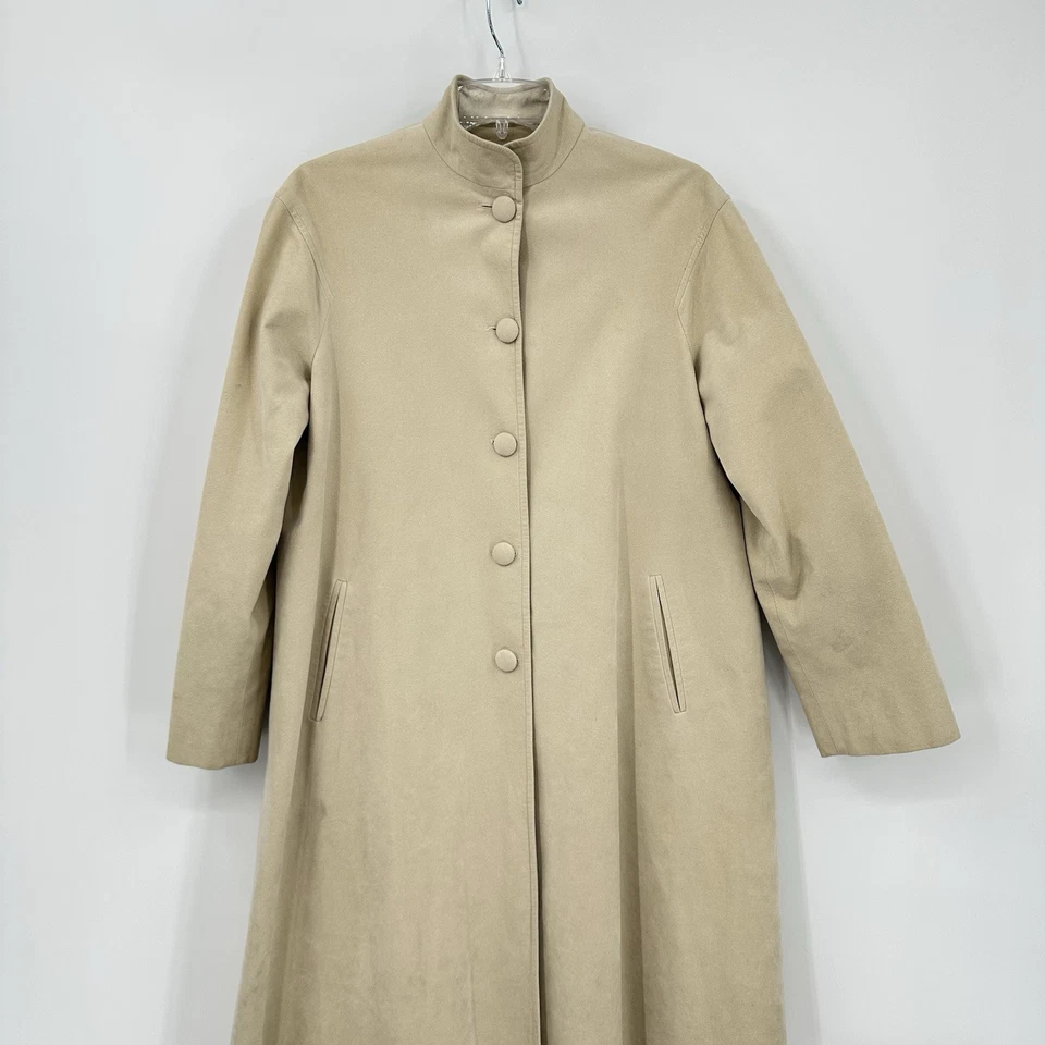 vintage 70s ULTRA SUEDE coat trench faux suede mod retro beige mid calf M - Image 4 of 4