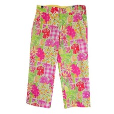 Vtg Lilly Pulitzer Size 4 Capri Pants Palm Beach Fit Colorful White Label 90s