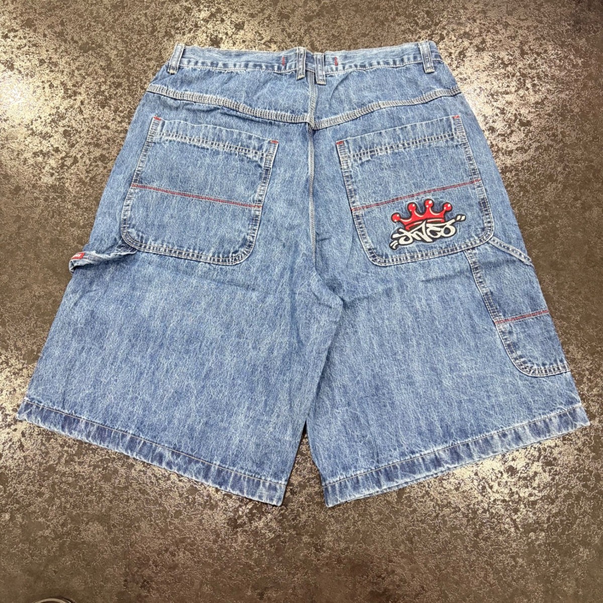 Vintage JNCO Jeans Mens 36 Blue Denim Carpenter Shorts Wide Leg