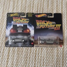 Hot Wheels Lot of 2 Back to the Future DeLorean Time Machine 1955 1986 1:64 Pop