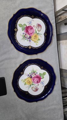 Lindner Kueps Bavaria ''Diplomat Cobalt Blue Plattters, Heavy Gold Trim