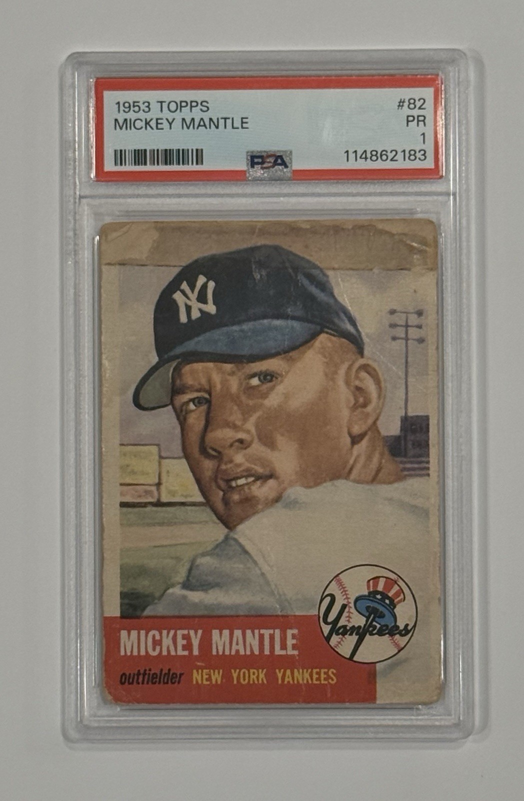 1953 Topps MICKEY MANTLE Baseball Card #82 PSA 1