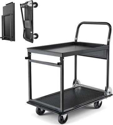 700 Lbs Heavy Duty 2-Tier Foldable Hand Truck for Warehouse & Office