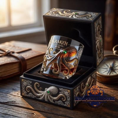 Kraken Black Spiced Rum Premium Blend Octopus Whiskey Glass