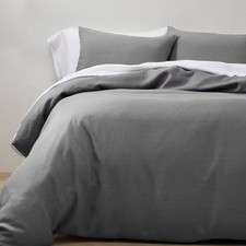 Full/Queen Linen Duvet  Sham Set Dark Gray - Casaluna