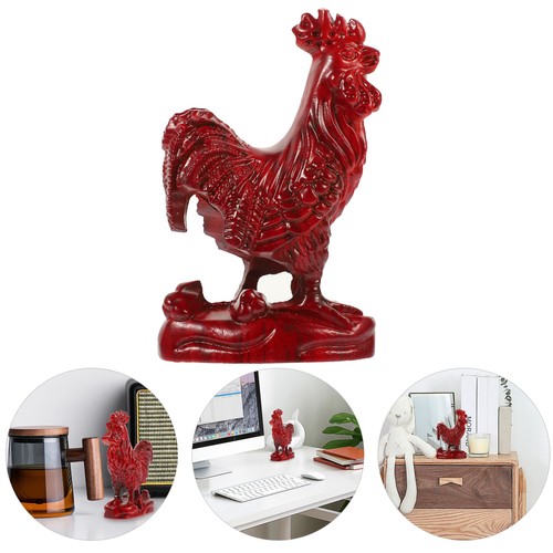 Solid Wood Carved Chicken Ornaments Farmhouse Decor Rooster Figurine Figurines - Imagen 9 de 12