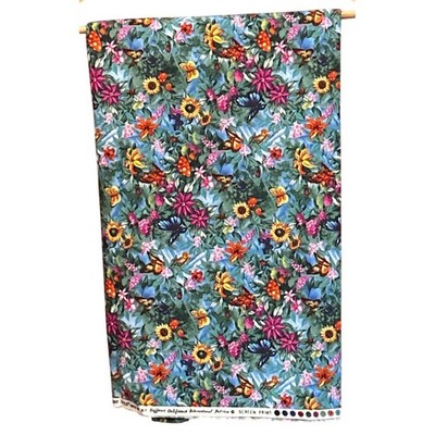 2007 Hoffman California Fabrics Butterfly Floral Screen Print Cottagecore Nature