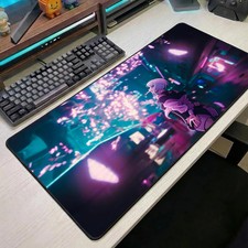 Cyberpunk Anime Mouse Pad Large Desk Mat Neon Anime Mousepad Gaming Desk Mat Aes