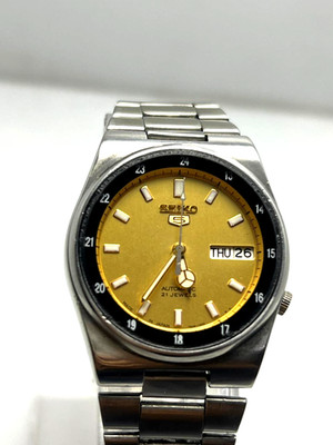 Vintage Seiko 5 7s26 Railway Time atomatic day and date made in Japan