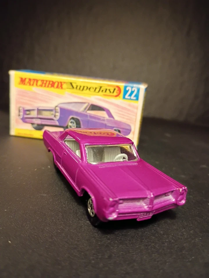 Matchbox Superfast #22 Light Purple Pontiac GP Coupe 1970 VN/MINT Orig G Box - Image 2 of 4