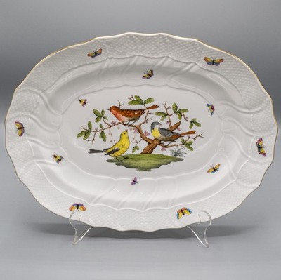 Herend Hungary Rothschild Bird 16 1/4'' Oval Serving Platter - #B - FREE USA SHIP