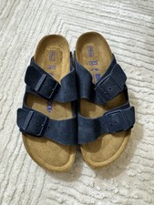NWOB Birkenstock Arizona Soft Footbed Slide Sandal In Dark Blue Size 37