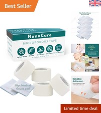Gentle Waterproof Medical Tape with Gauze Pads for Sensitive Skin - 4 Rolls