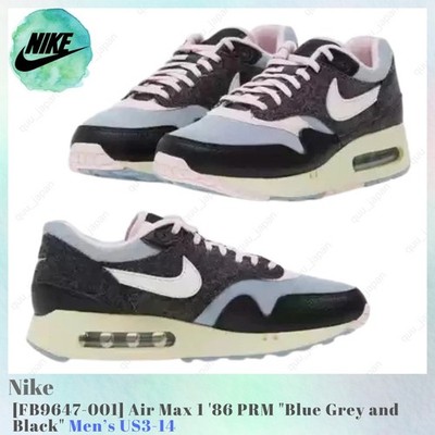 Nike Air Max 1 '86 PRM Blue Grey and Black FB9647-001 Men's US3-14 NEW