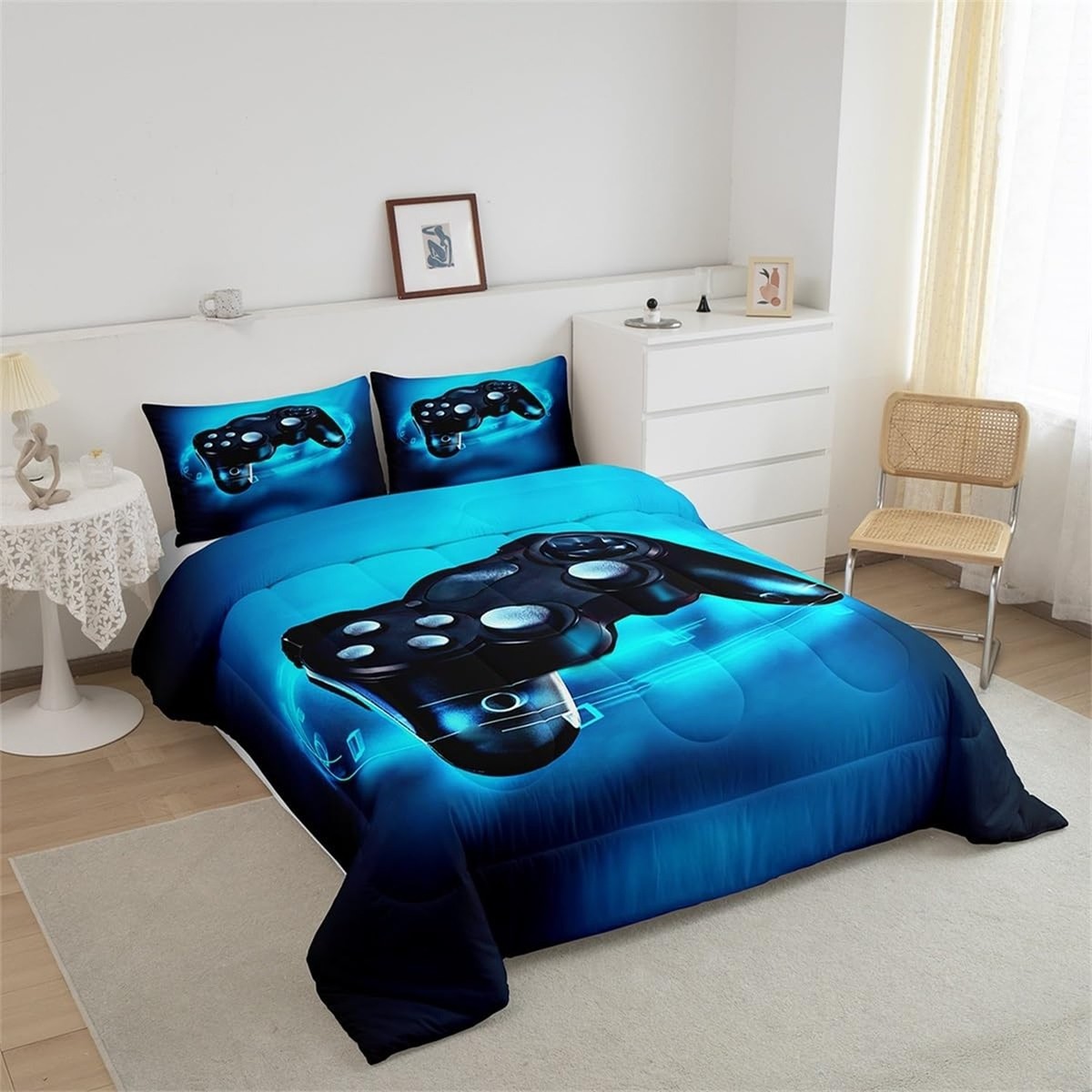 Feelyou Gaming-Bettwäsche Set, Queen Size – Mit Gamepad-Muster, Ultraweich Aus Mikrofaser – Perfekt Für Jungen- & Teenager-Zimmer