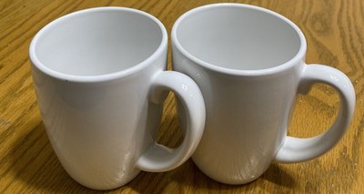 Corelle Coordinates Stoneware Pottery White Coffee Tea Mugs VTG  4   12oz Pair