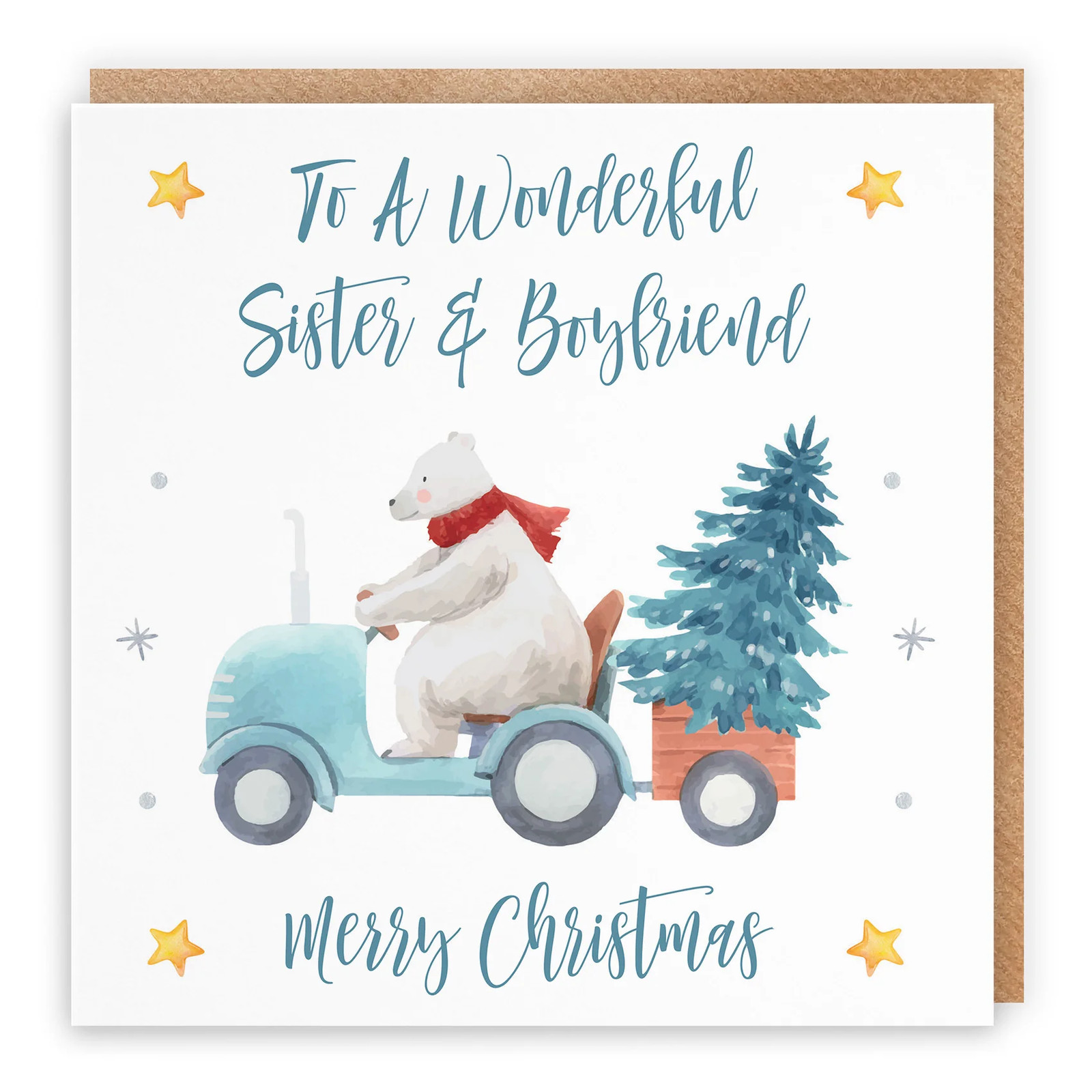 Sister And Boyfriend Christmas Card Polar Bear
