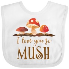 Inktastic I Love You So Mush Baby Bib Mushroom Lover Pun Funny Humor Punny Cute