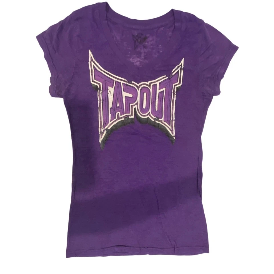 Camiseta vintage TAPOUT negra y morada para mujer talla grande Foto 2 de 4