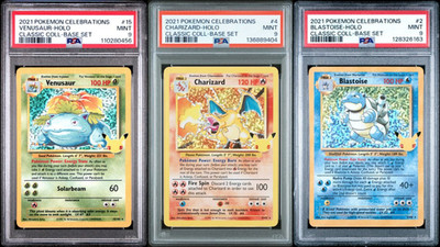 Pokemon Celebrations Big 3 Set Graded PSA 9 / Charizard - Blastoise