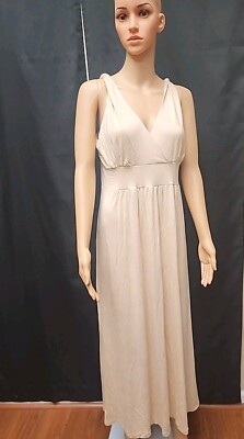 Size 2XL Fits Sizes 18-20 Wmn's Twisted Strap Stretchy Maxi Dress 52'' Long Beige