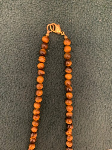 Vtg Lee Sands Lion's head Tiger's Eye Bead Necklace & earrings NIB - Picture 14 of 16