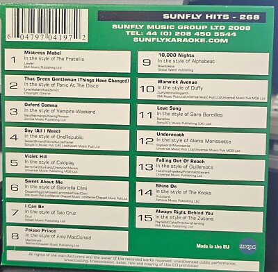 SF268      SUNFLY KARAOKE CDG VERY RARE, NOT SOLD IN THE USA  LOT UK