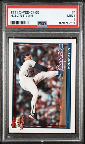 1991 OPC O-Pee-Chee #1 Nolan Ryan PSA 9 Mint (CLEAN SLAB) Texas Rangers