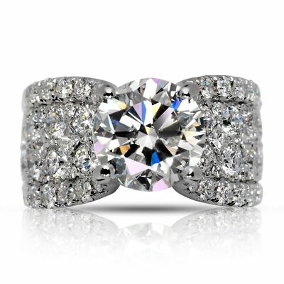 SALMA 7 CARAT ROUND BRILLIANT H COLOR VS CLARITY DIAMOND ENGAGEMENT RING 18K WHI