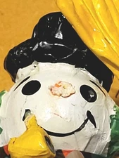 Vintage Paper Mache Primitive Snowman Christmas Ornament Figurine Folk Art OOAK 