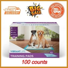 Vibrant Life Training Pads, Dog & Puppy Pads, XXL, 30 in x 36 in, 100 Count