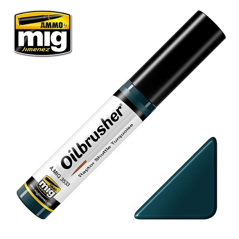 Ammo By Mig Jimenez Raptor Shuttle Turquoise Oilbrusher Fine Brush - A.MIG-3533