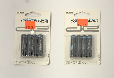 Lot of 2 AAA 850mAh 1.2V Cordless Phone Battery 4 pack (DEAAA4PK)