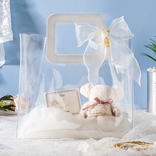 Clear Gift Bag with Handle, 4 Pcs Large Transparent PVC Gift Bag, Heavy Duty ...