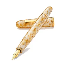 Penlux Masterpiece Grande Fountain Pen in Golden Crystal - Medium Point 18K Flex