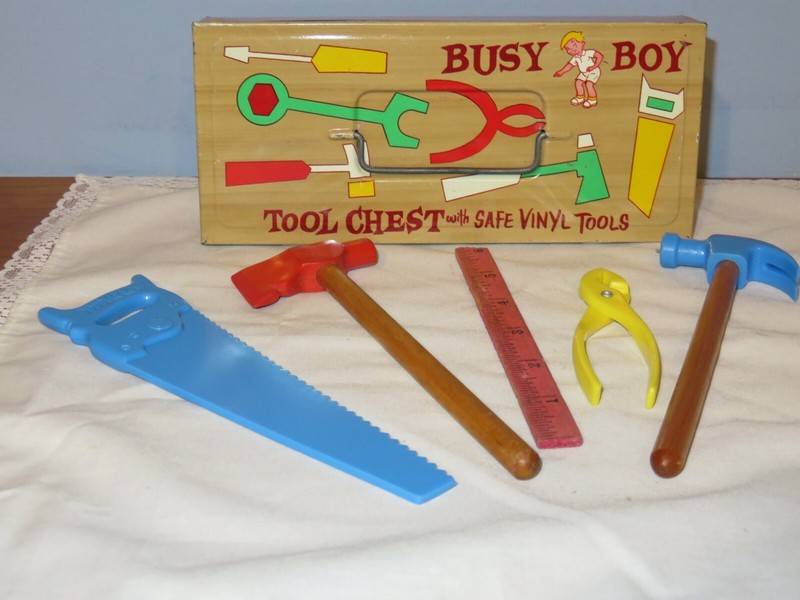 Vintage Busy Boy Tool Chest with Tools - Ohio Art Company