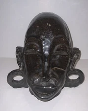 Antique Face Jug African Nubian Bust Folk Art Pottery Sculpture Large Stoneware